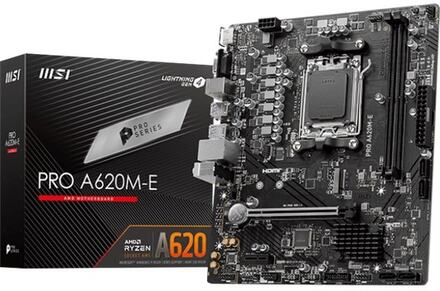 MSI PRO A620M-E - Moderkort - micro ATX - Socket AM5 - AMD A620 Chipuppsättning - USB 3.2 Gen 1 - Gigabit LAN - inbyggda grafiken (CPU krävs) - HD-lj