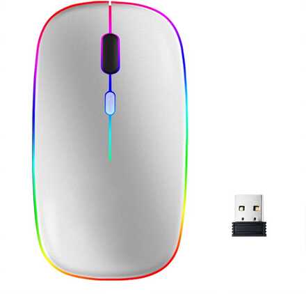 INF Trådlös mus med RGB LED dual mode Bluetooth/Wifi Silver