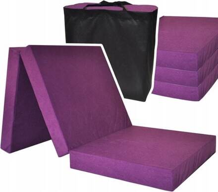 Gästmadrass extra tjock - violett - campingmadrass - resemadrass - hopfällbar madrass - 195 x 80 x 15