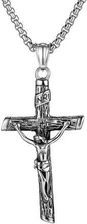 Exklusivt Kors Jesus Rostfritt Stål Halsband