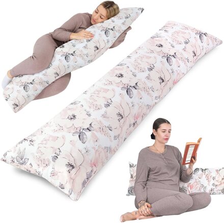 Side sleeper kudde med bomullsöverdrag 40 x 145 cm - komfort kudde side sleeper body kudde side sleeper wild rose