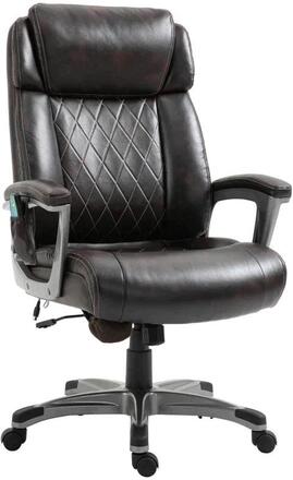 Rootz kontorsstol - Massagestol - 6-punkts massagestol - Ergonomisk stol - Justerbar i konstläder med böjt nackstöd och armstöd - brun - 70 x 76,5 x 1