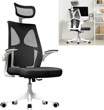 XMTECH kontorsstol, ergonomisk kontorsstol med länkhjul, justerbar höjd, maxvikt 150 kg (typ A, svart)