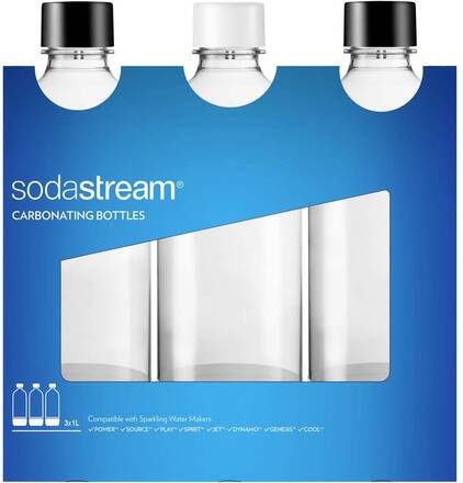 Sodastream PET-flaska Carbonating Bottless 3x 1l Svart, Vit