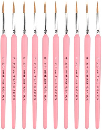 10 PCS 6 WeiZhuang Hook Line Pen Painting Hand-painted Watercolor Wolf Mint Hook Line Pen Painting Stroke Thin Line Brush, Color:Pink