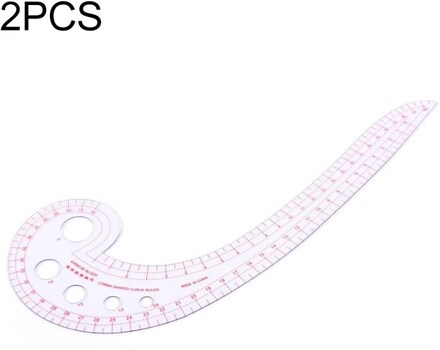 2 PCS Long Comma Shaped Plastic Transparent Curve Ruler(Transparent)