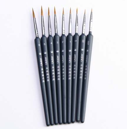 9 st / set konstnärsmaterial vessla hårborste akvarell krok linje pensel bild kant penna oljemålning penna
