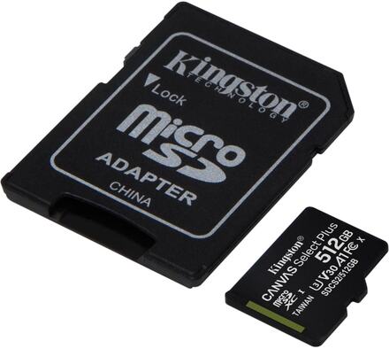 kingston Canvas Select Plus MicroSDXC 512GB Class10 UHS-I incl. adapt
