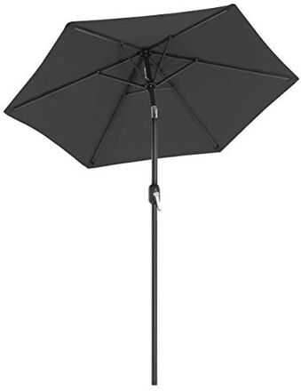 SONGMICS 197 cm trädgårdsparasoll paraply, UPF 50+, solskydd, grå