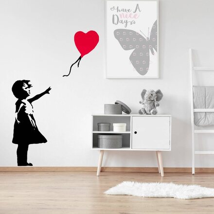 Banksy Flicka Med Hjärtballong Väggklistermärke - Vinyl Ballong Väggklistermärke - Vinyl Ballong Varmluft Baby Barnkammare Konst Dekal - There Is Alwa