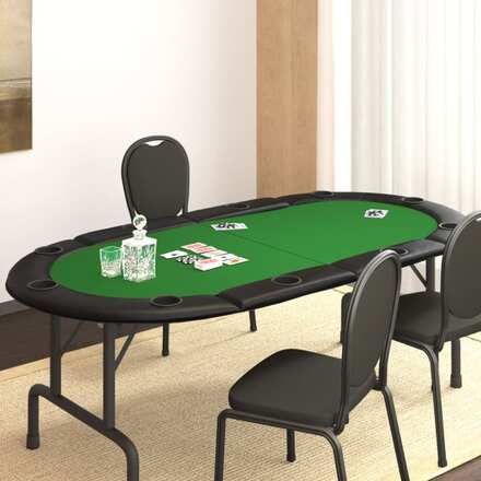 Pokerbord för 10 spelare hopfällbart 208x106x3 cm grön