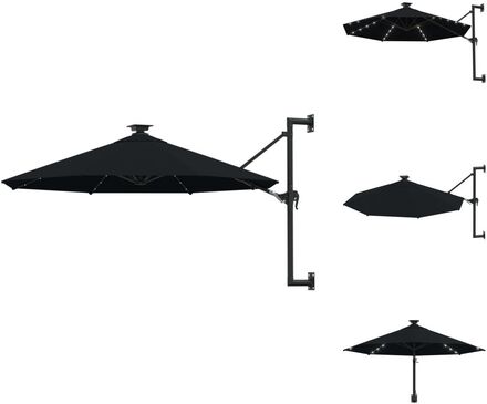 Parasoll & solskydd - Living Väggmonterat parasoll med LED och metallstång 300 cm svart
