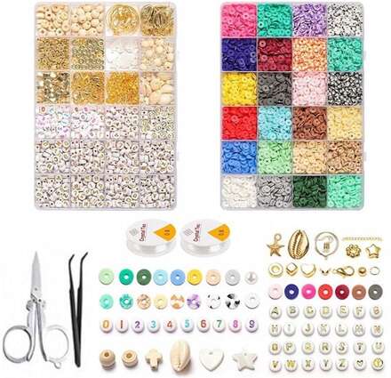 Clay Beads / Heishi Beads Bohemian Kit - KREA DIY Smyckesset med olika pärlor - 6000 st