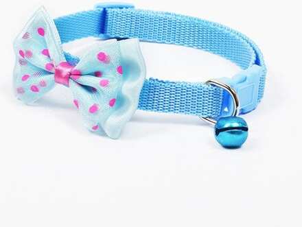 Adjustable Bow Knot Bell Collar Cat Dog Collars Pet Supplies(Sky Blue)