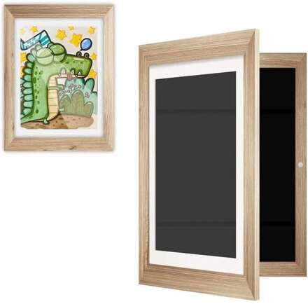 Wood Children Art Frames Magnetic Front Open Frametory for Poster Photo Drawing Paintings Pictures(Wood Color)
