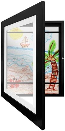 Wood Children Art Frames Magnetic Front Open Frametory for Poster Photo Drawing Paintings Pictures(Black)