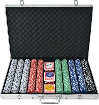 vidaXL Pokerset med 1000 marker aluminium
