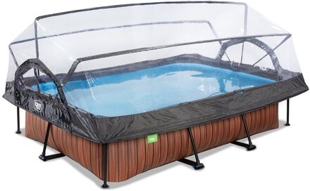 EXIT Wood pool 300x200x65cm med filterpumpe og poolskærm - brun