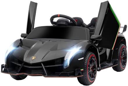 Rootz elektrisk barnbil - Licensierad Lamborghini Veneno - Barnbil - Fjärrkontroll - Musikspelare - 111cm x 61cm x 45cm - Svart