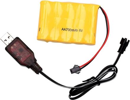 1-delar uppladdningsbar 6V 700mAh AA Ni-CD SM 2P-kontakt för leksaker Power Bank + USB-kabel - Tillbehör till Fjärrstyrda Leksaker Batterier