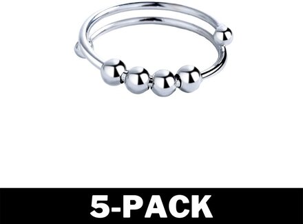 Coil Ring - Anti Stress Ring med Roterande Pärlor Silver