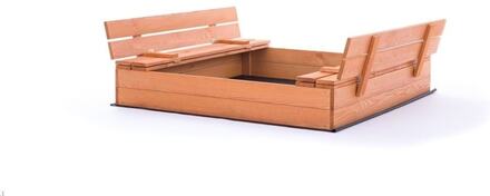 Sandlåda - med lock & bänkar - 120x120cm - impregnerat trä
