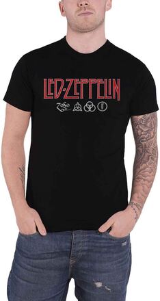 Led Zeppelin T Shirt Logo and Symbols Band Logo Official Mens Black