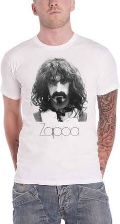 Frank Zappa T Shirt Thin Logo Portrait Official Mens White