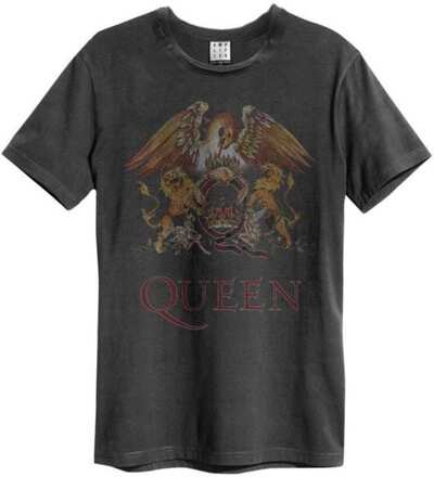 Queen: Colour Crest Amplified Vintage Charcoal Large T Shirt