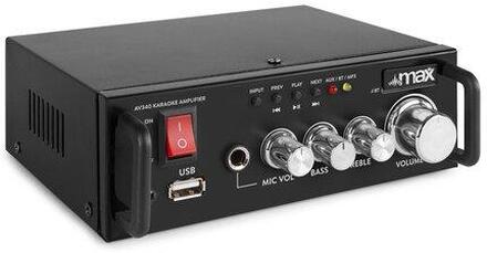 MAX AV340 Förstärkare med USB/BT uppspelning MAX AV340 Karaoke Förstärkare med Multimedia spelare
