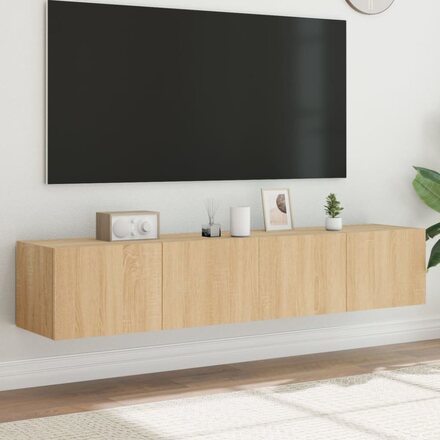 Väggmonterad tv-bänk LED 2 st sonoma-ek 80x35x31 cm