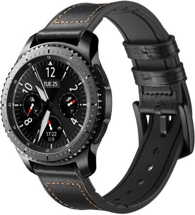 INF Armband Samsung Gear S3 Classic, Frontier, Galaxy Watch 22 mm Läder Svart