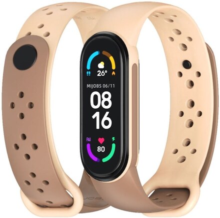 For Xiaomi Mi Band 5/6/7 Mijobs Two-color TPU Silicone Watch Band(Apricot+Khaki)
