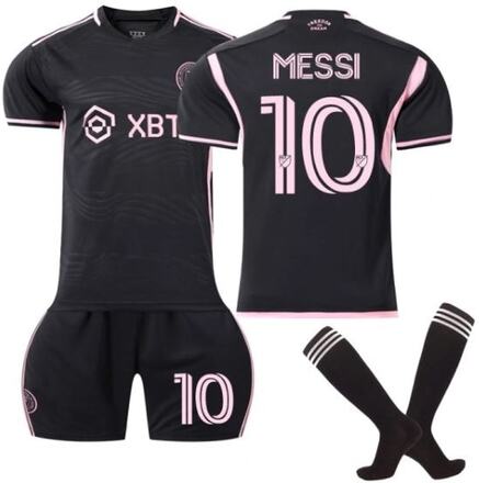 fotbollströja kit för barn Messi Miami club andra tröjan