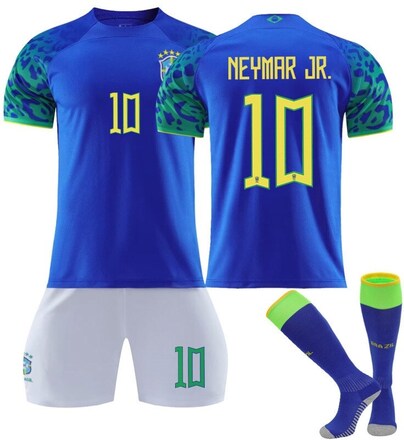 Fotbollströja Matchställ Barn Vuxen - Neymar 10 Brasilien Blå