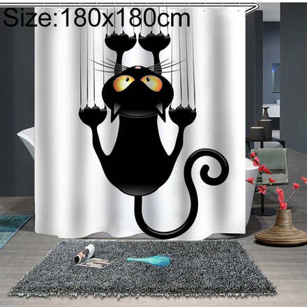 Funny Cat Series Shower Curtain Printing Polyester Waterproof Mildew Shower Curtain, Size:180x180cm( GJRX-289)