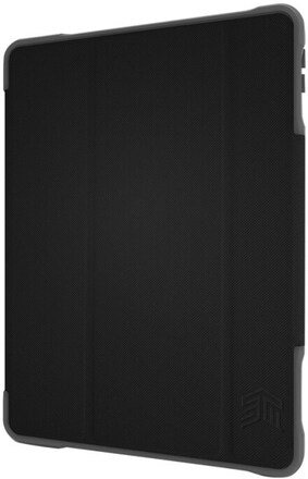 STM dux Plus Duo - Flip cover för surfplatta - polykarbonat, termoplastisk polyuretan (TPU) - svart - för Apple 10,2-tums iPad (7:e generationen)