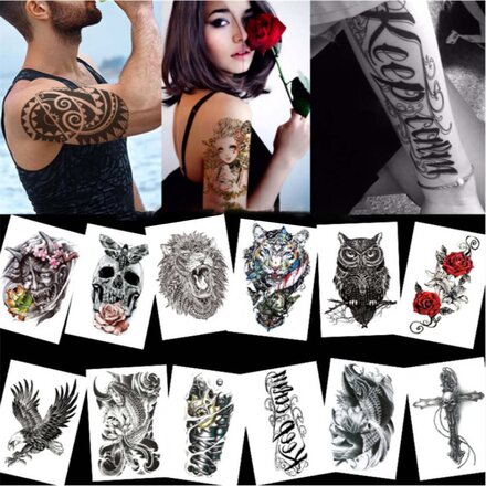 INF Stora temporära fake tatueringar 14 st