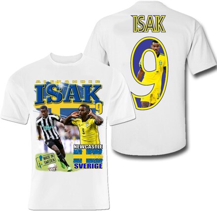 Alexander Isak Vit sportströja t-shirt Sverige Tryck fram & bak