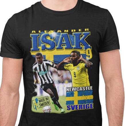 Alexander Isak Svart t-shirt Sverige tröja tryck