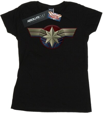 Marvel Dam/kvinn Captain Marvel - T-shirt i bomull med bröstemblem
