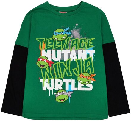Teenage Mutant Ninja Turtles Långärmad T-shirt med text för pojkar