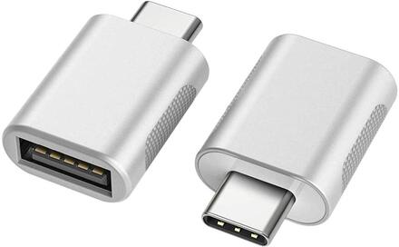 NÖRDIC USB A 3.0 OTG hona till USB C hane adapter aluminium silver OTG USB-C adapter synk och laddning