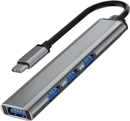 INF USB-C till USB 3.0 Hub med 4-portar Silvergrå
