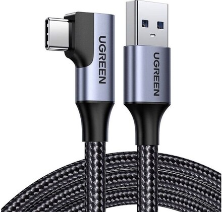 Ugreen USB cable USB to USB-C cable, right angle UGREEN US385, 3A, 1m (black)