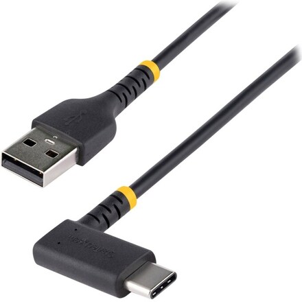 StarTech.com 6in (15cm) USB A to C Charging Cable Right Angle, Heavy Duty Fast Charge USB-C Cable, USB 2.0 A to Type-C, Durable and Rugged Aramid Fib