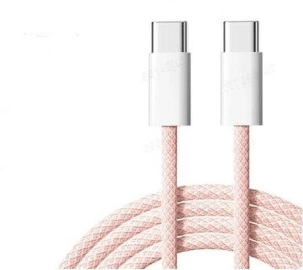 NÖRDIC 0,5m USB 2.0 USB-C till C kabel för iPhone 15/15 Pro/15 Plus/15 Pro Max 2,4A 480Mbps 60W rosa