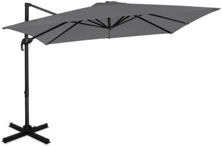 VONROC Premium hängparasoll parasoll Pisogne 300x300cm - Inkl. parasollöverdrag - Fyrkantigt - 360° vridbart - Tiltbart - UV-beständig duk - Grå