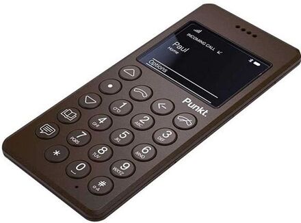 Punkt. MP01 Minimalistisk mobiltelefon (enkel, olåst, 2G, med nycklar, utan internet, Micro-SIM, Nano SIM) - Brun