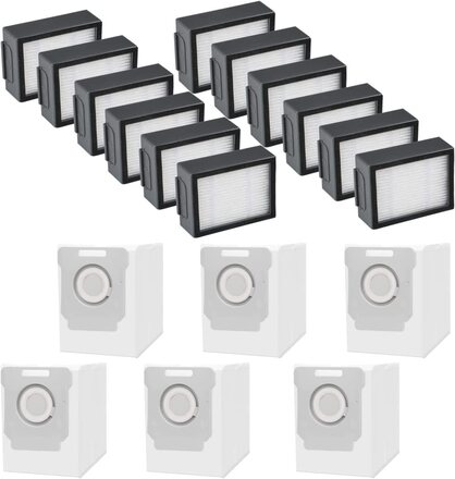 INF 12-pack dammsugarfilter och 6-pack dammpåsar iRobot Roomba i3/i3+/i4/i4+/i6/i6+/i7/ i7+/j7